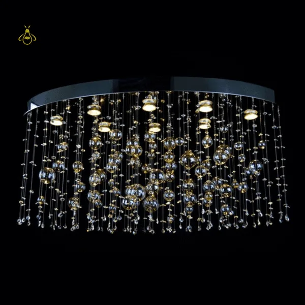 Gold-finish stainless steel parts of the crystal ball chandelier – Jagmag Lights