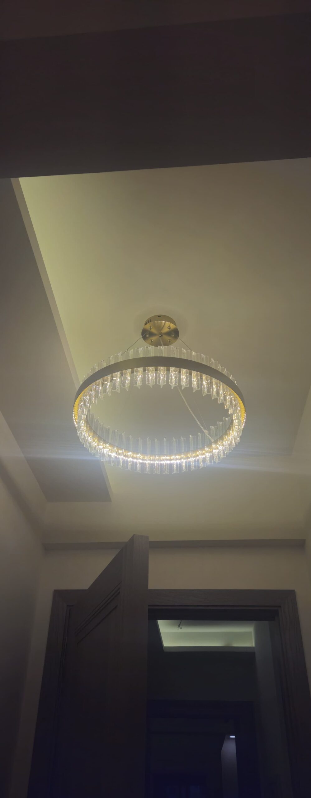 Double Height LED Chandelier: 5 Bold Ideas From SKA Destiny One 7 High ceiling chandelier view inside the SKA Destiny One marketing suite