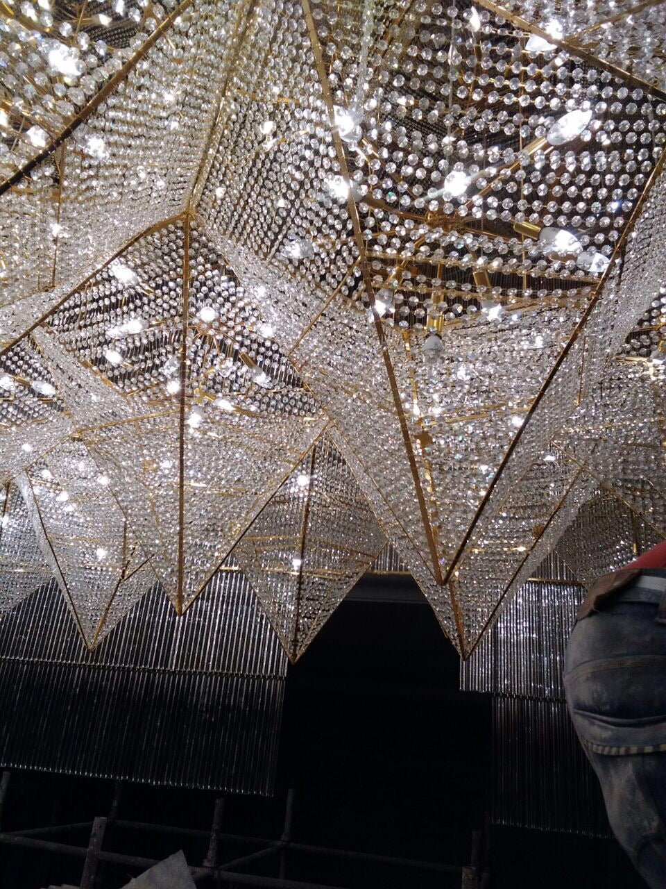 Close-up of honeycomb-inspired crystal geometry at Zestin Luminary Sahibabad