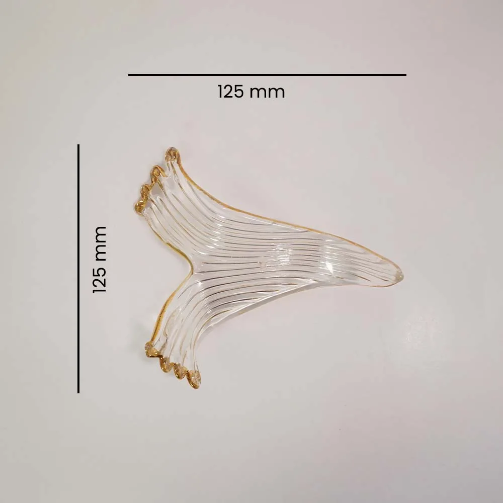 Wave Glass Leaf Chandelier Component – Clear Borosilicate 125mm 6 Borosilicate wave glass leaf part, 125 x 125 mm clear