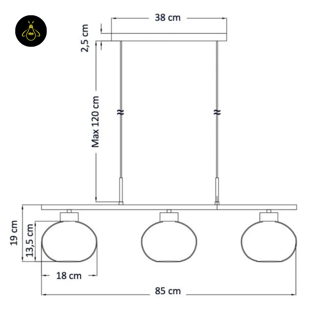 Triple White Opal Glass Chandelier – 3-Light Bar | Jagmag Lights 14 Triple white glass chandelier dimension drawing – Alcyone | Jagmag Lights