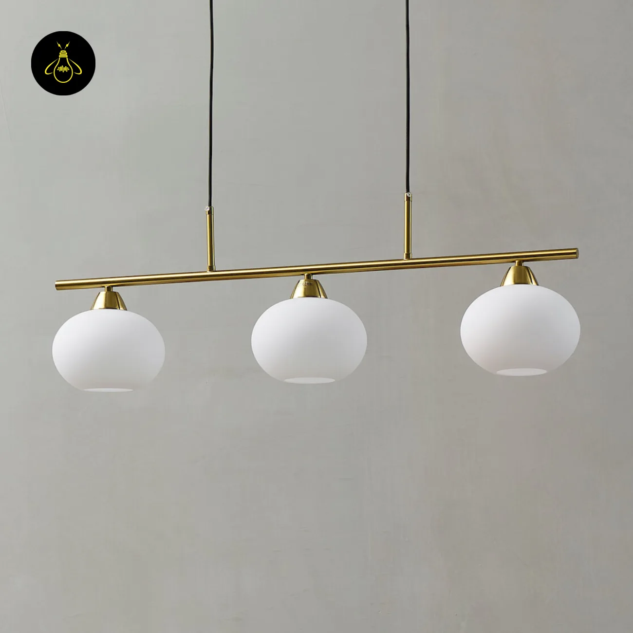 Triple White Opal Glass Chandelier – 3-Light Bar | Jagmag Lights 3 White opal glass chandelier cluster – three shades hanging together | Jagmag Lights
