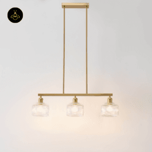 Complete view of the triple ribbed glass pendant hanging