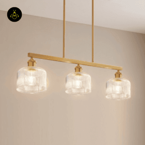 Triple ribbed glass brass pendant hanging