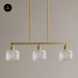 Triple ribbed glass brass pendant unlit