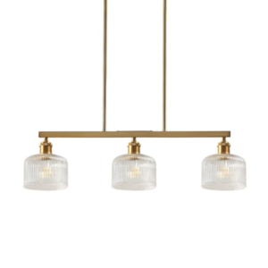 Brass Triple Pendant Light – Vintage Ribbed Glass | Vintage Brass Pendant Light  | Jagmag Lights