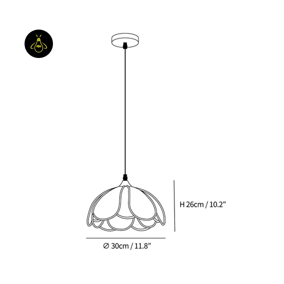 Rattan Flower Pendant Light – Handwoven Bloom Shade, 30 cm 7 Rattan flower pendant light dimensions — 30 cm wide and 26 cm high woven bloom shade