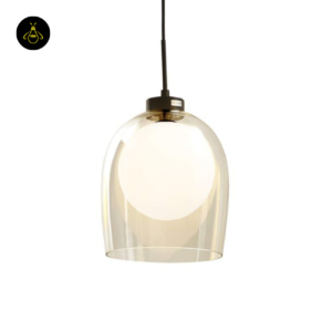 Glass hanging Light – Matt Black & Brass | Modern Hanging LIght for Kitchen Island & Dining Room | Jagmag Lights
