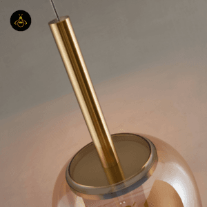 Close-up of amber bell glass shade