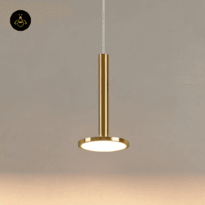 Bell pendant frame without glass shade showing brass-finish fitting