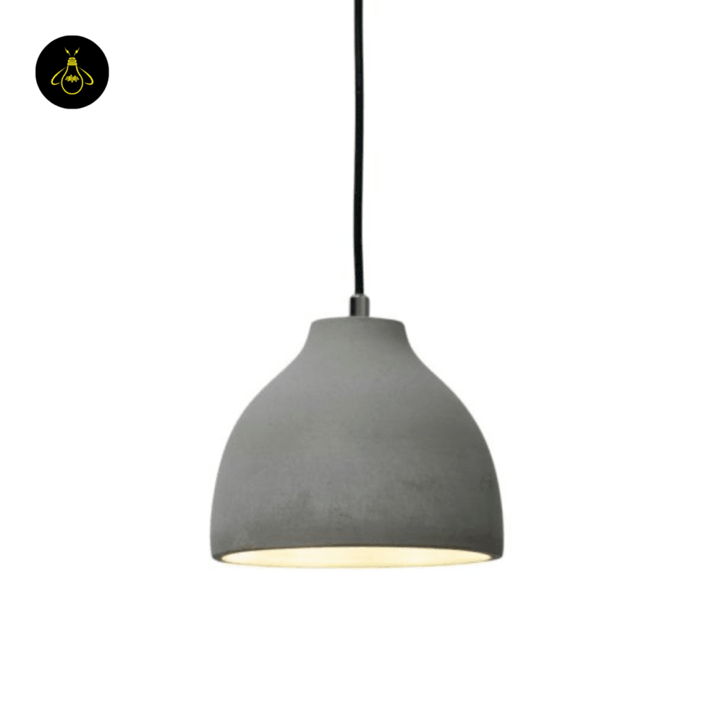 Grey concrete dome pendant light, front view – Jagmag Exo