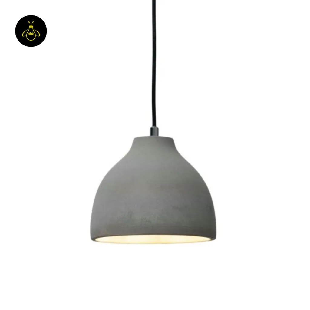 Grey concrete dome pendant light, front view – Jagmag Exo