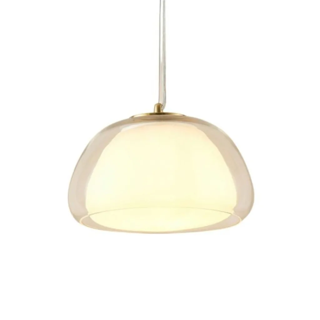 Lomelia double glass pendant light – clear champagne dome with opal-white inner glass and gold-plated SS304 fitting