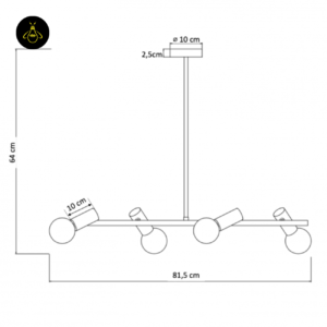 Black and gold globe pendant light dimensions, 81.5 cm bar and 64 cm height