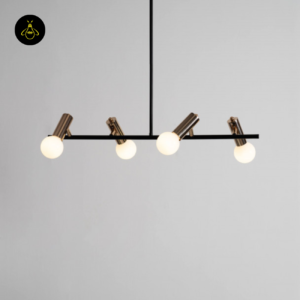 Matte black and gold globe pendant light, side view