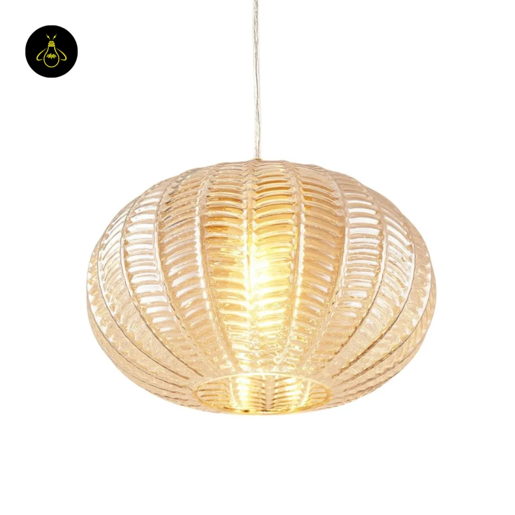 Textured amber glass pendant light, front view – Jagmag Melizzo