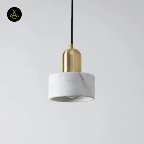 Meryl marble light switched off, showing white marble with soft grey veins and an E27 bulb inside