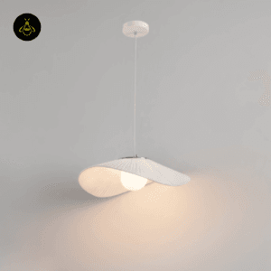Odalia white fabric pendant light complete hanging assembly with cable