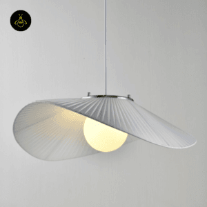 Close-up of pleated white fabric detail on Odalia pendant light