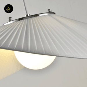 Fine fabric pleat texture on Odalia white ribbon pendant