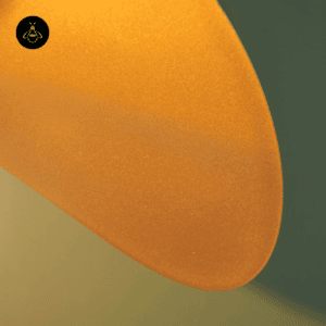 Curved wing silhouette detail of the gold pendant light