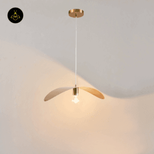Piuma gold pendant light showing adjustable hanging height