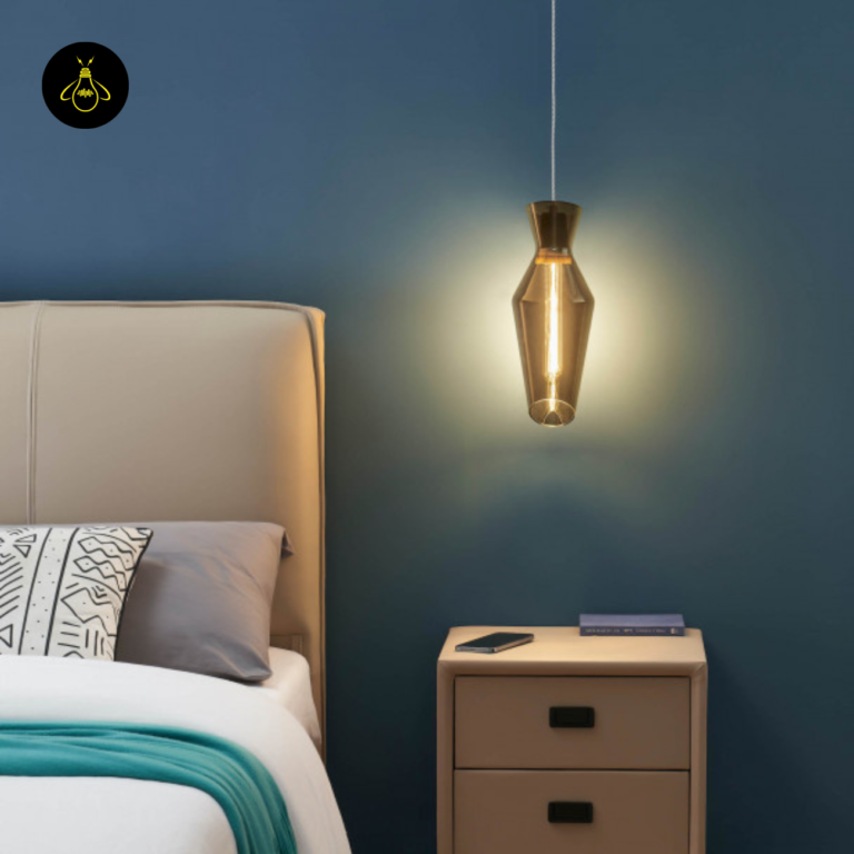Faceted smoked glass pendant light styled in a modern living room