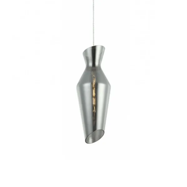 Faceted Smoked Glass Pendant Light – Loft Drop Form, 40 cm — 3D preview