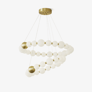Jagmag Modern Acrylic Pearl Chandelier - Brass Finish, 32.3/40.2-Inch - Statement Lighting - Fancy and Decorative lights - Brand name jagmag lights