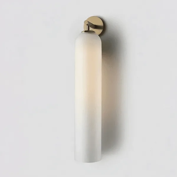 Glass Wall Light – Gold Opal Cylinder Sconce, 48 cm — 3D preview
