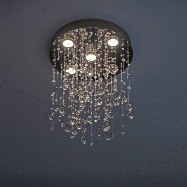 Crystal ball chandelier with gold finish and crystal raut balls – Jagmag Lights