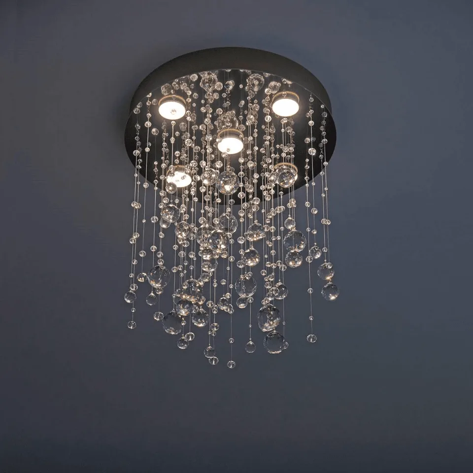 Crystal ball chandelier with gold finish and crystal raut balls – Jagmag Lights