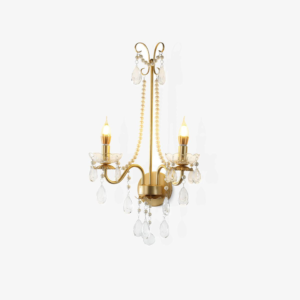 Jagmag Crystal Wall Sconce with Pearl Chain, French Design, 25.2" High, for Hallway, Bedroom & Living Room