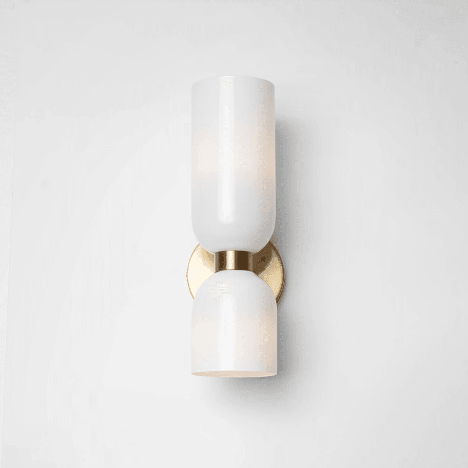 Jagmag Edie Brass Wall Sconce - Opal Glass, 35cm Height, for Elegant Interiors - Fancy and Decorative lights - Brand name jagmag lights