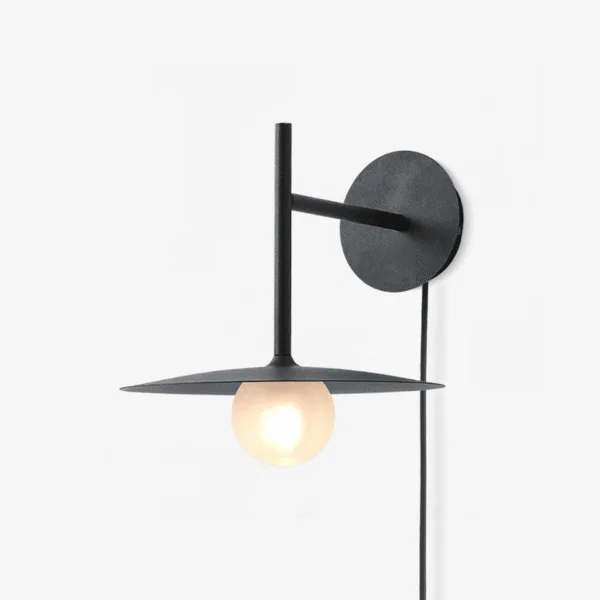 Black Wall Lamp – Frosted Glass Globe Sconce, Matte Black Stainless Steel, 26 cm — 3D preview