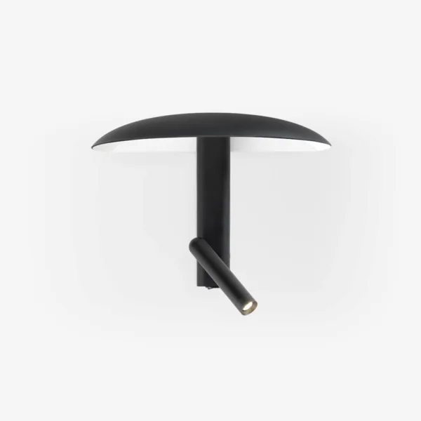 Wall Light with Reading Light – Konoha Matte Black 2-in-1 Sconce, 27 cm — 3D preview