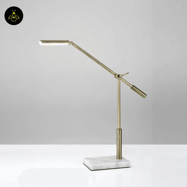 Antique brass LED desk lamp showing the white marble base for a study table