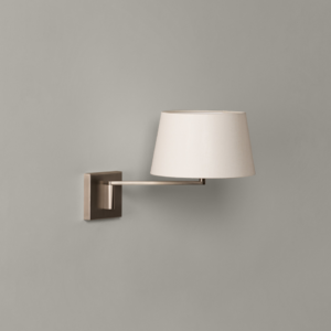 Jagmag Lights Wall Light with Rotating Arm – Satin Nickel Finish, Off White Linen Shade, Modern Swing Motion, Bedroom Accent