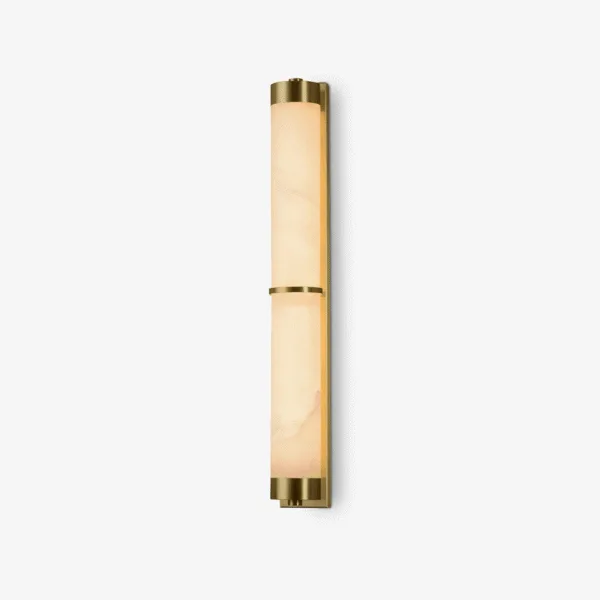 Alabaster Cylinder Wall Light – 60 cm Twin Sconce, Brushed Gold, Warm 3000K LED — 3D preview