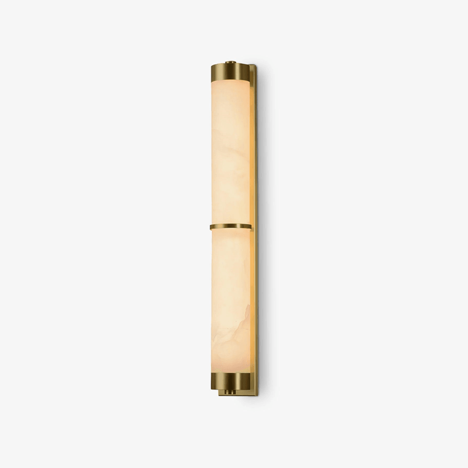Jagmag Lights Alabaster Brass Wall Light with Integrated LED, 60cm Height, Warm 3000K Light, for Bedrooms & Living Rooms - Fancy and Decorative lights - Brand name jagmag lights