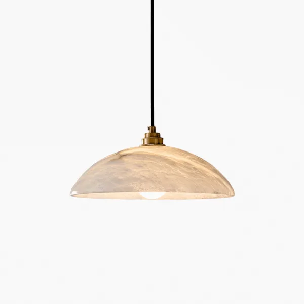 Alabaster Hanging Light – 30 cm Handcrafted Dome Pendant — 3D preview