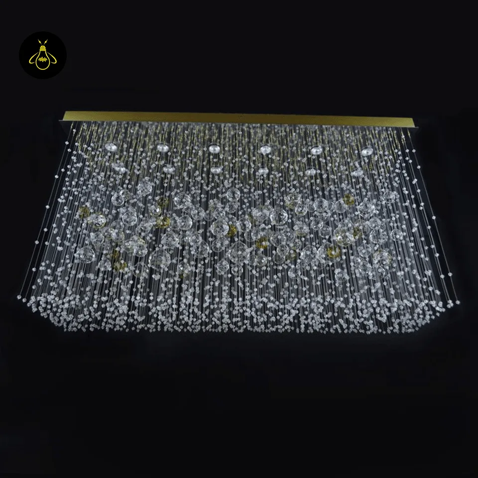 Crystal Ball Chandelier – Gold or Black, Stainless Steel Mirror 9 Crystal ball chandelier showcasing cascading crystal balls – Jagmag Lights