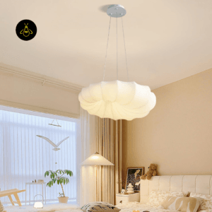White cloud fabric pendant light in modern apartment – integrated LED, Jagmag Lights