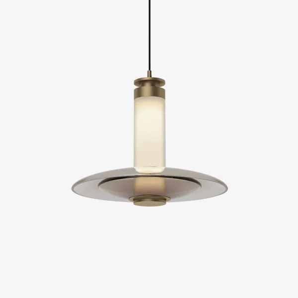 Flying Saucer Pendant Light – Smoke Glass Hanging Light, 2 Sizes (Gold/Black) — 3D preview