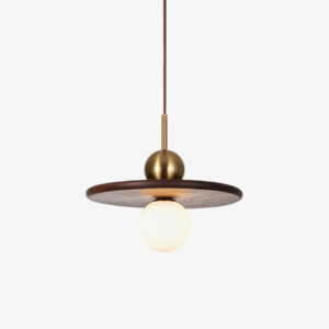 Jagmag Lights Modern Glass Pendant Lamp | Walnut & Gold | 11.8" | White Shade | Made in India