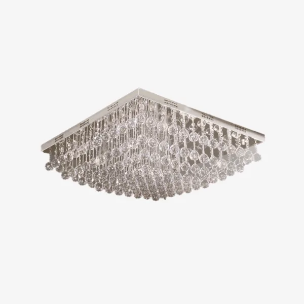 K9 crystal chandelier with raindrop crystal cascade in a living room