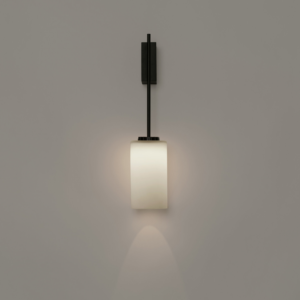 Jagmag Lights Wall Fancy Lights – Stainless Steel Frame, Opal White Glass Shade, Black Matte Finish, E27 Holder, Modern Wall Mount, 146x110x537mm