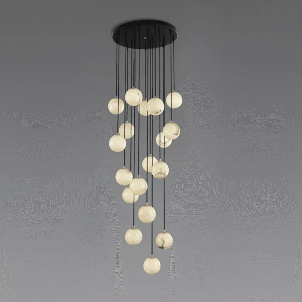 JagMag Lights branding subtly placed on the alabaster ball chandelier
