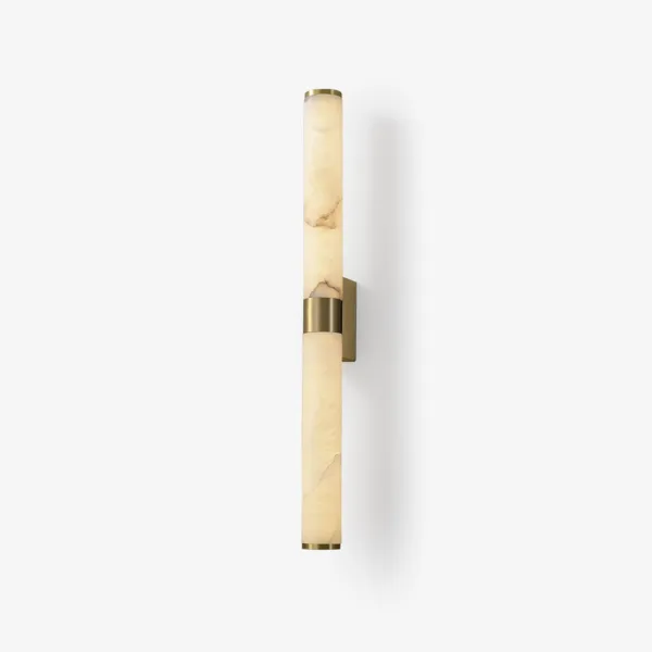 Linear Alabaster Wall Light – Up & Down Sconce, Brushed Gold, 70 cm — 3D preview