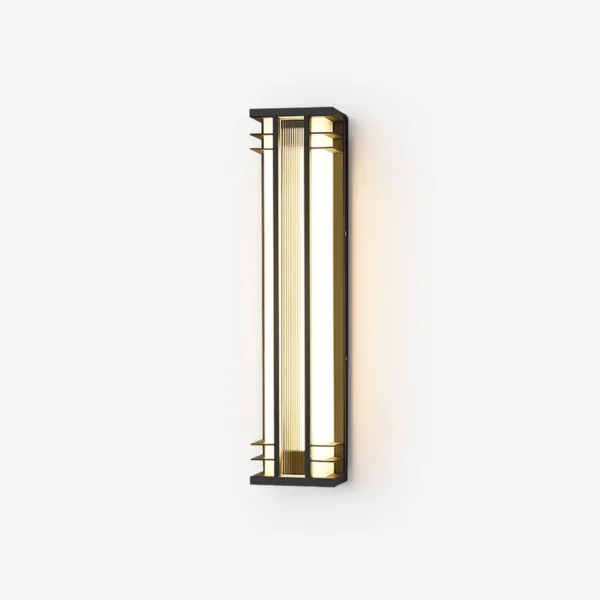 Outdoor Wall Sconce – 70 cm Tall Black and Gold IP65 LED Light — 3D preview